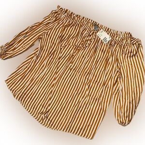 H&M Striped Brown and White Top